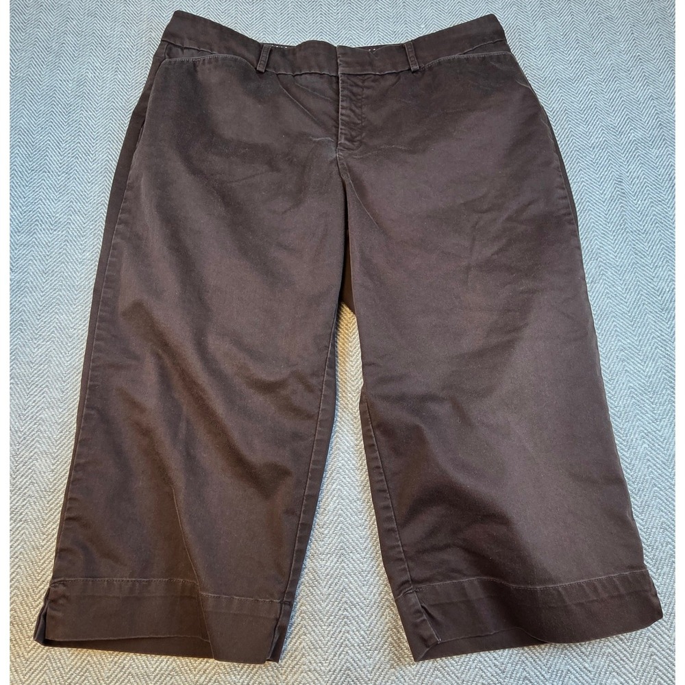 Dockers Petite Mid Rise Curvy Crop Pants Brown Stretch Trousers 16P